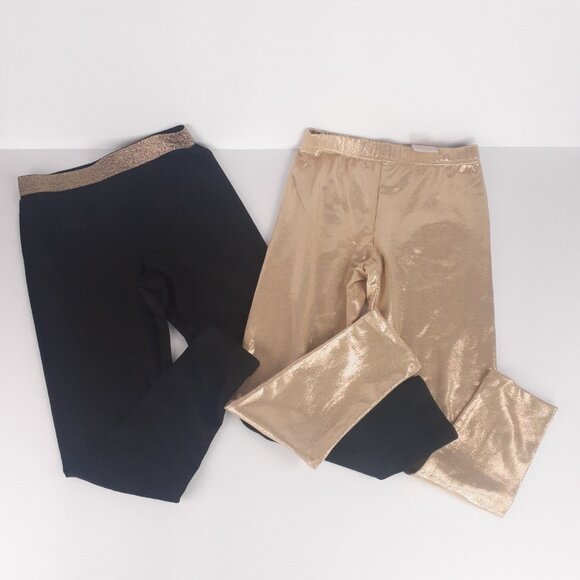 365 Kids Garanimals Girls Shimmer Leggings 2-Pack Gold, Black Elastic Waistband - Picture 11 of 11